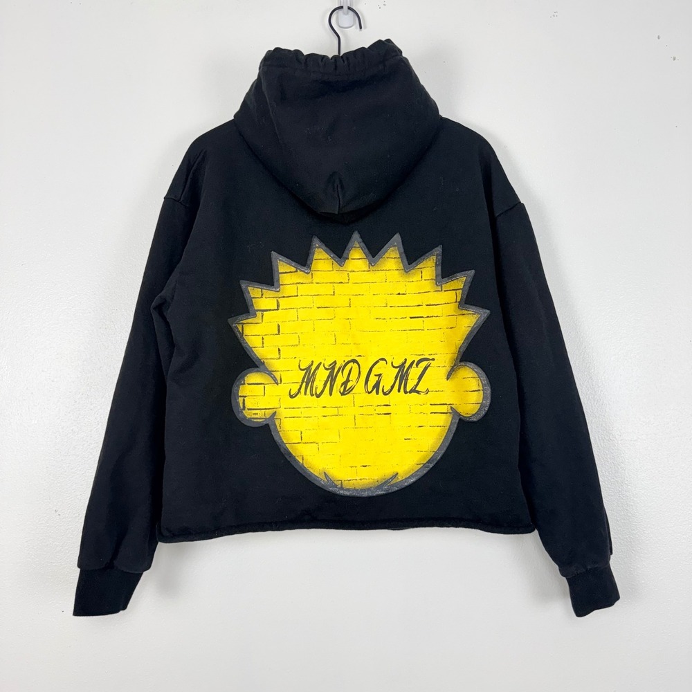 DNA MND GMZ Bart Simpson Graphic Hoodie M Black Cotton Boxy Cropped Streetwear - Picture 7 of 15
